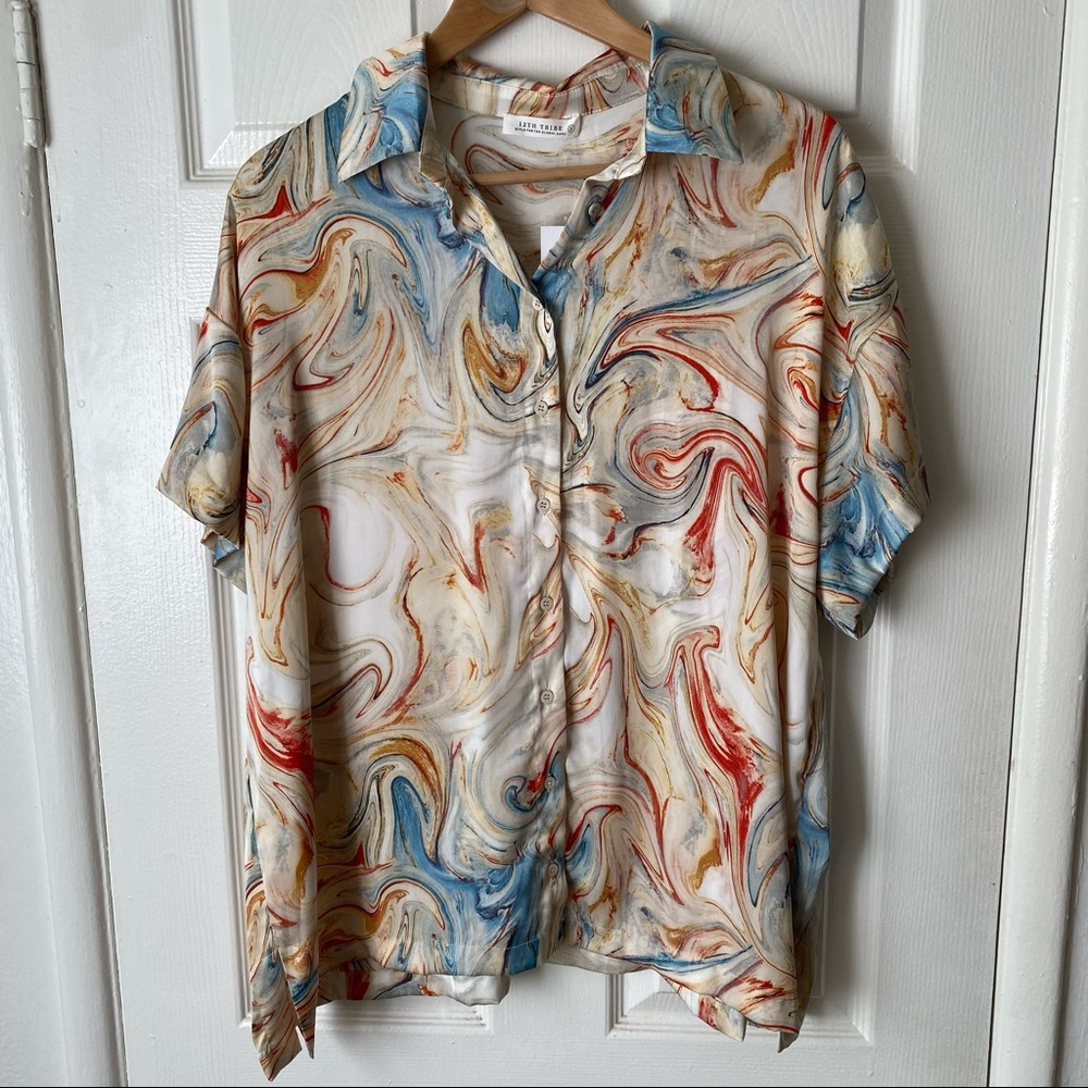 12th Tribe Marbled Button Down Shirt
